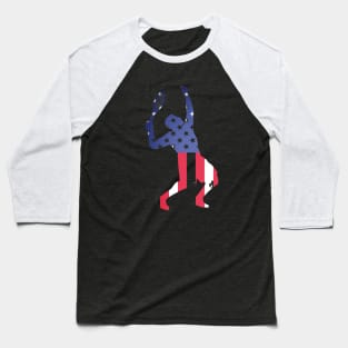 US Open Tennis USA Flag Silhouette Baseball T-Shirt